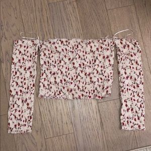 Long sleeve shoulder less crop top